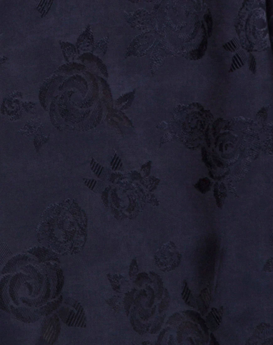 Voine Skater Dress in Satin Navy - Image 5