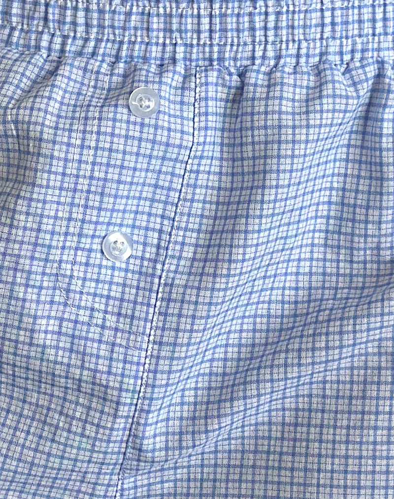 Voir Short in Poplin Gingham Blue and White - Image 5