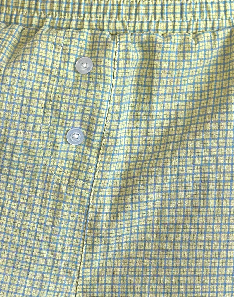 Voir Short in Poplin Gingham Yellow and Blue - Image 5