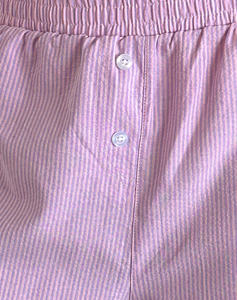 Voir Short in Poplin Pink and Purple Stripe - Image 6
