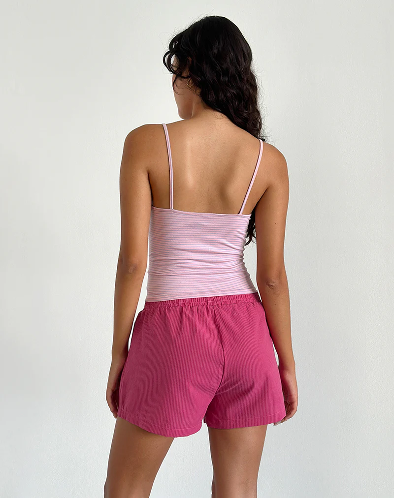 Voir Short in Poplin Red and Pink Stripe - Image 3