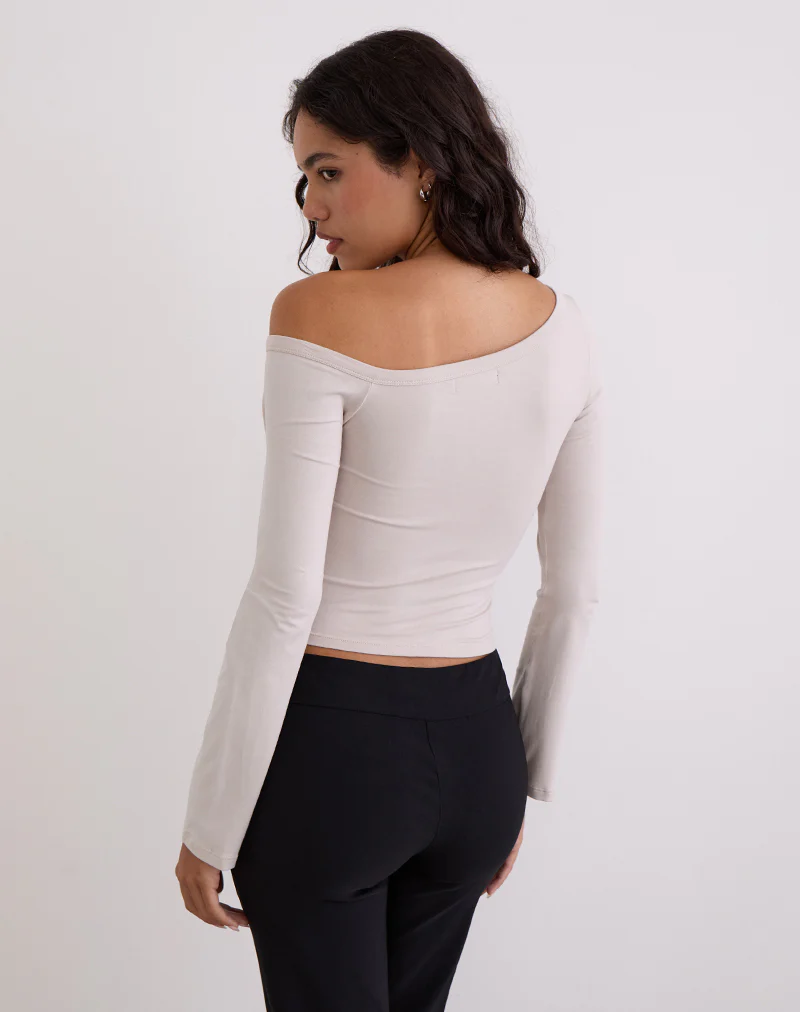 Wakana Asymmetric Long Sleeve Top in Cannoli Cream - Image 6