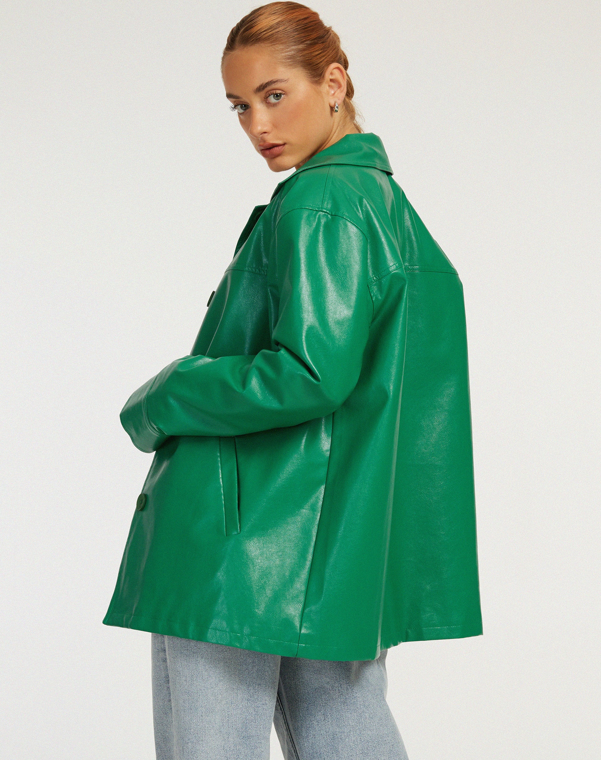 Walta Jacket in Pu Kelly Green - Image 2