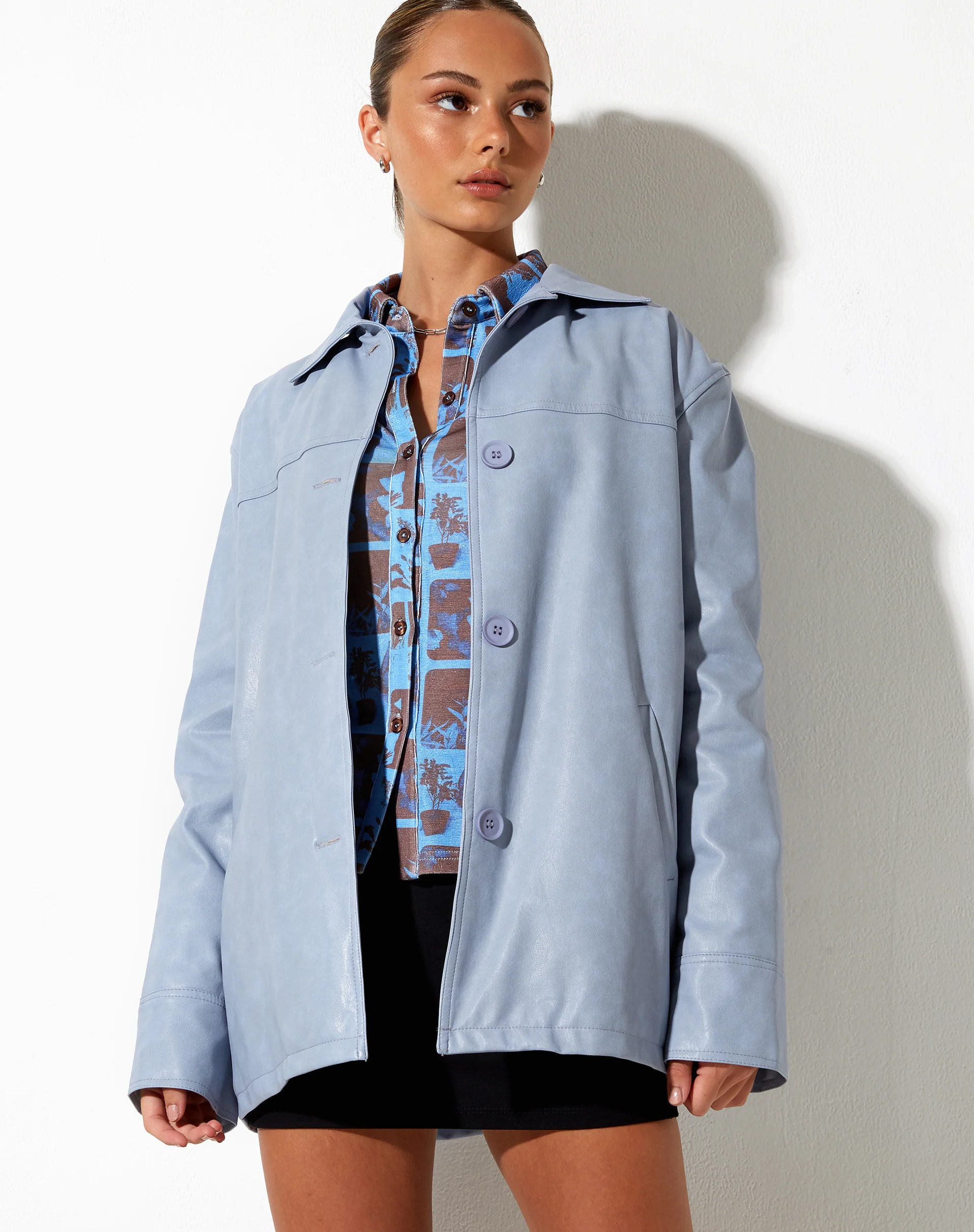 Walta Jacket in PU Powder Blue - Image 3