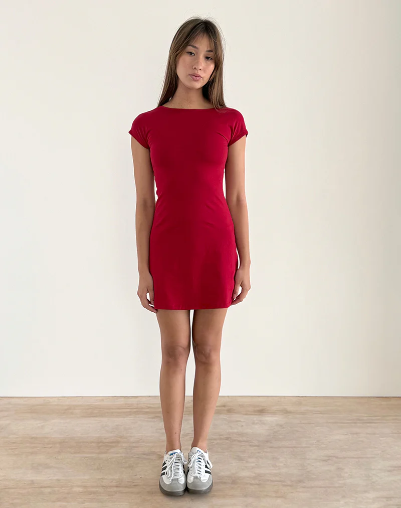Wangi Backless Mini Dress in Adrenaline Red - Image 4