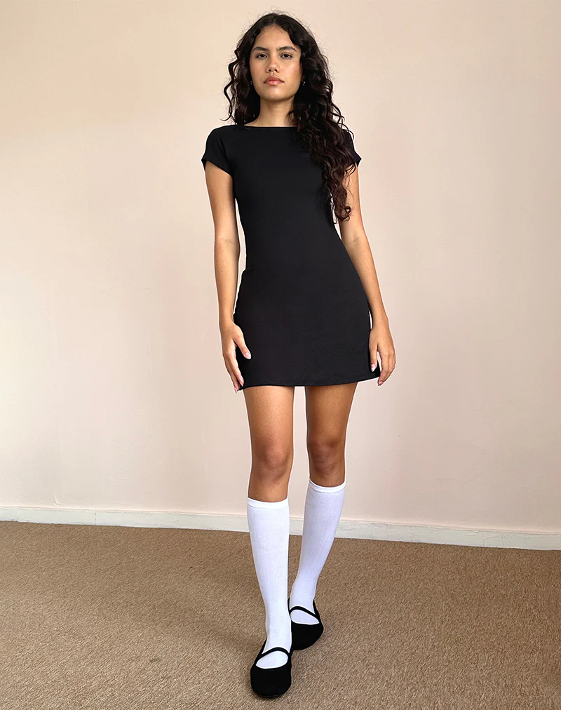 Wangi Backless Mini Dress in Lycra Black - Image 2