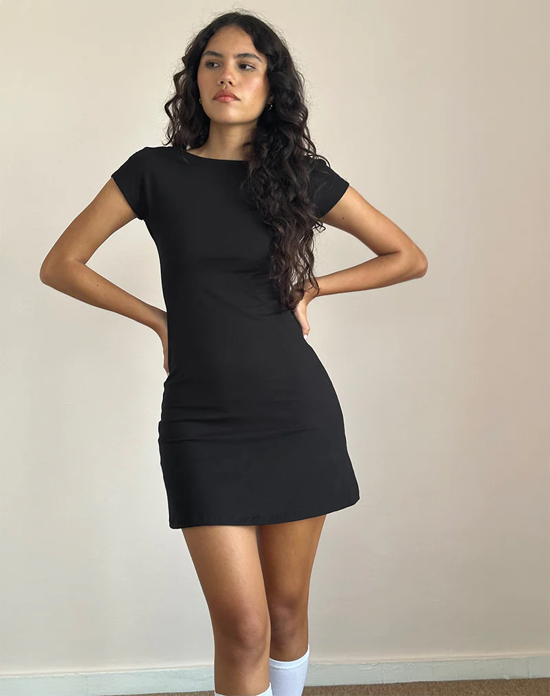 Wangi Backless Mini Dress in Lycra Black - Image 4