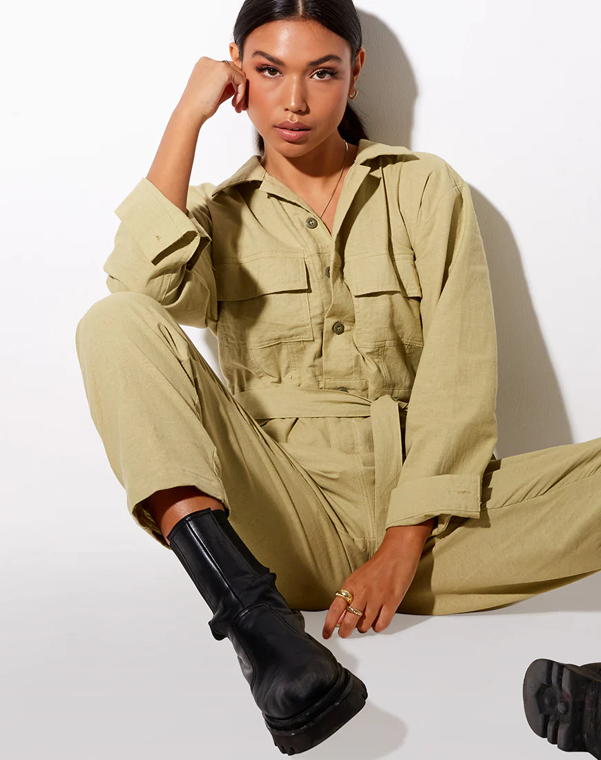 Warda Jumpsuit in Dusky Green - Image 2