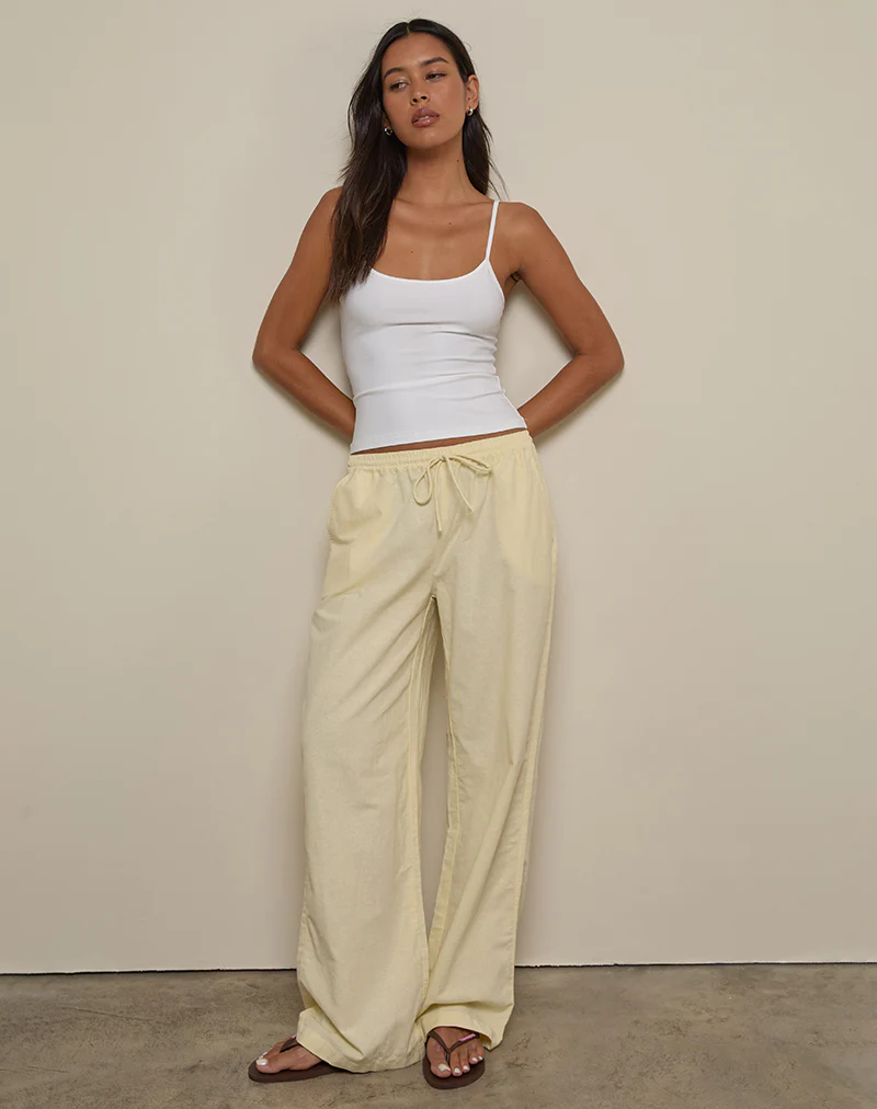 Wasic Wide Leg Trouser in Lemon - Image 3