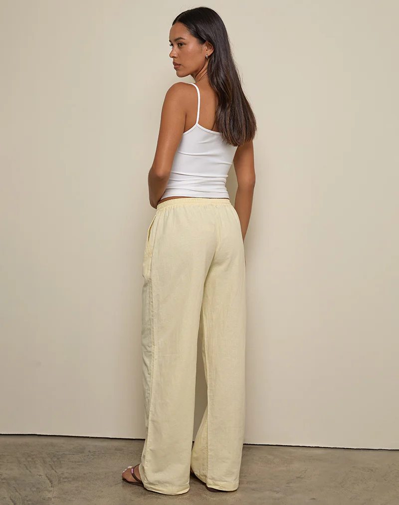 Wasic Wide Leg Trouser in Lemon - Image 4
