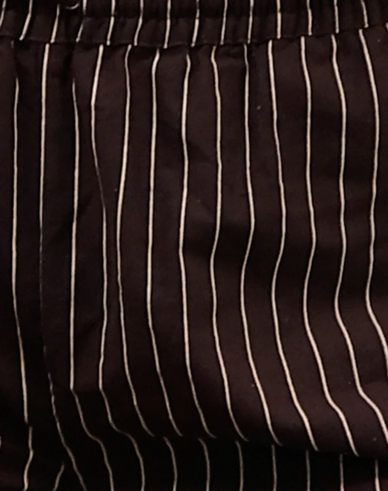Wasic Wide Leg Linen Trousers in Deep Mahogany Pencil Stripe - Image 6