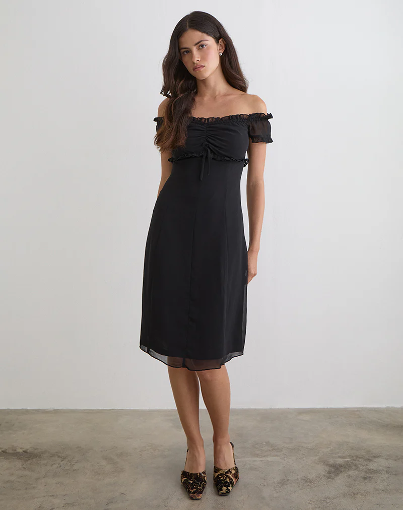 Watimu Midi Dress in Chiffon Black - Image 2
