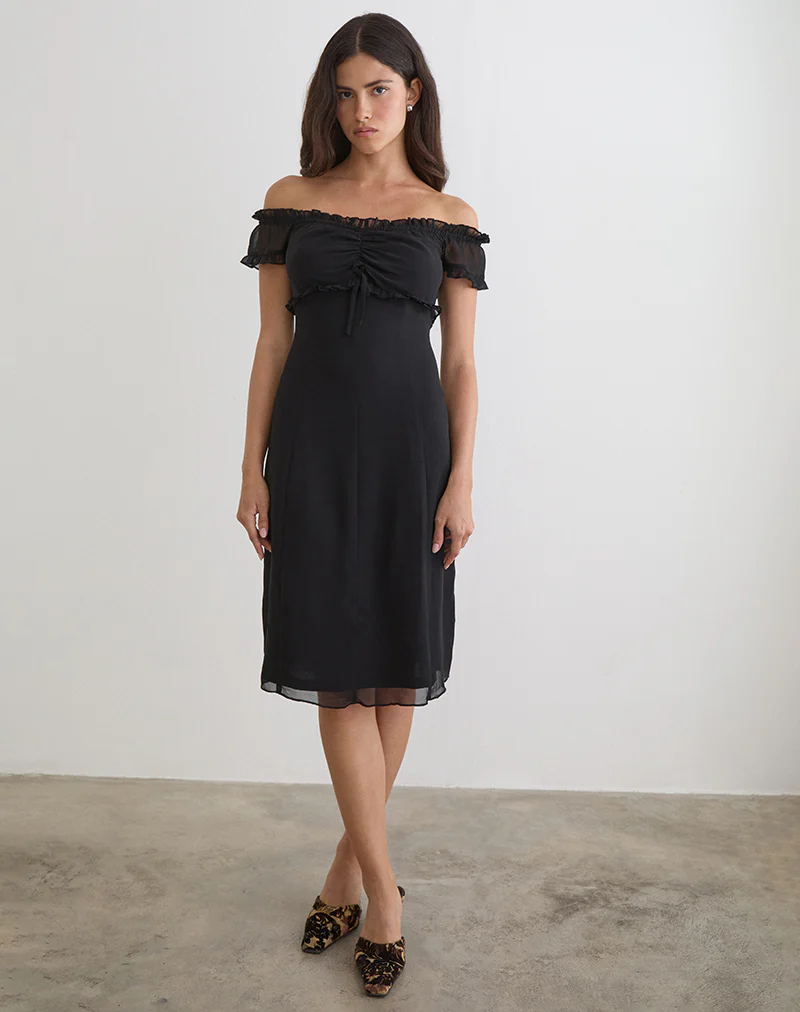 Watimu Midi Dress in Chiffon Black - Image 4