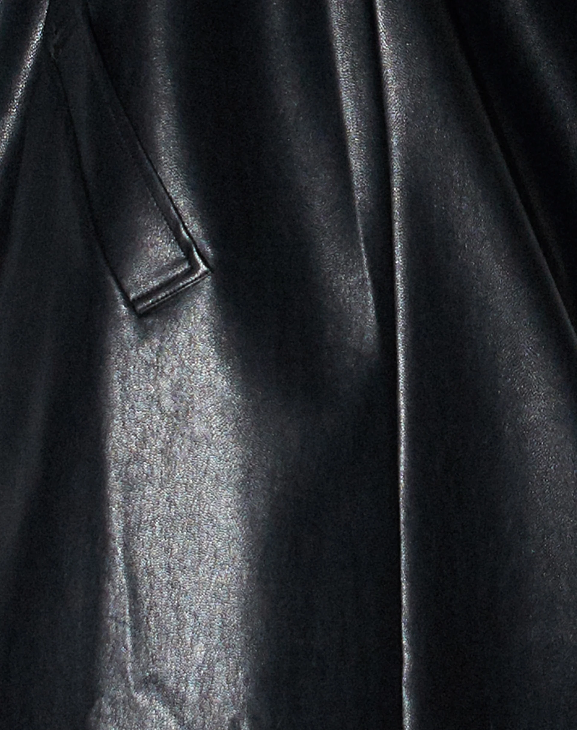 Weaver Longline Coat in Pu Black - Image 5