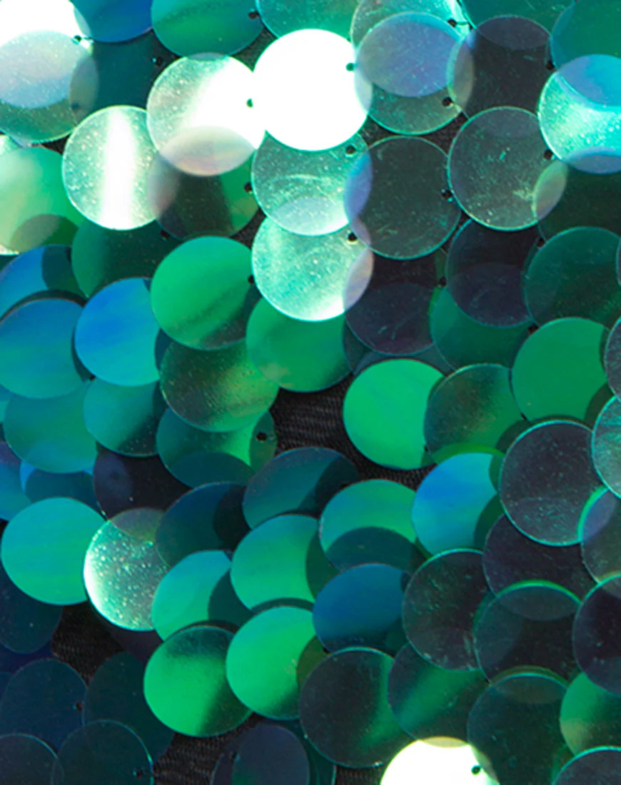 Weaver High Waist Skirt in Fishcale Disc Sequin Aqua Iridescent - Image 4
