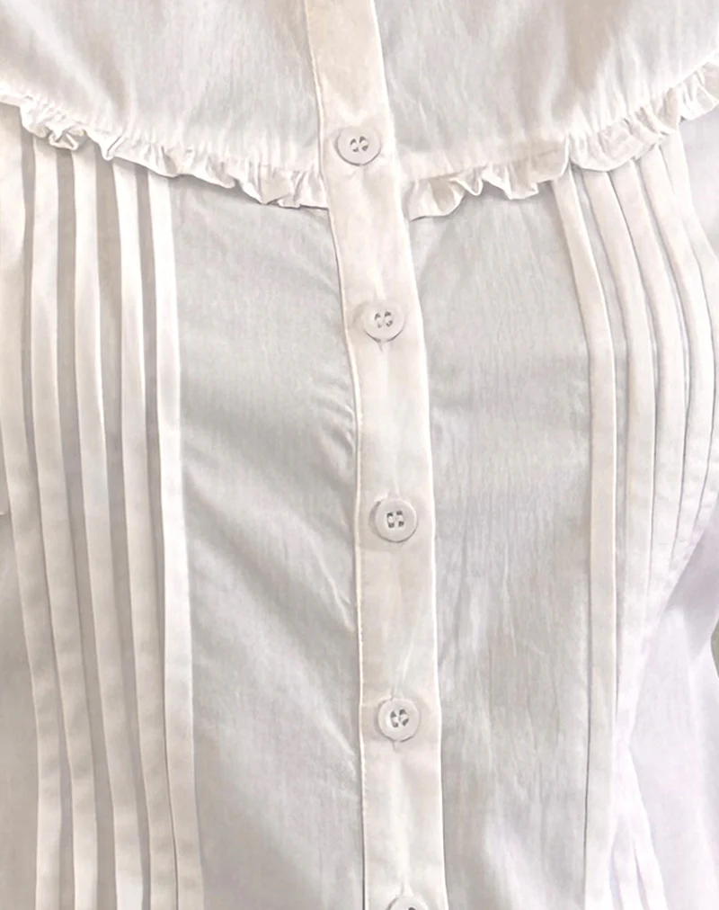 Wells Frill Long Sleeve Blouse in White - Image 6