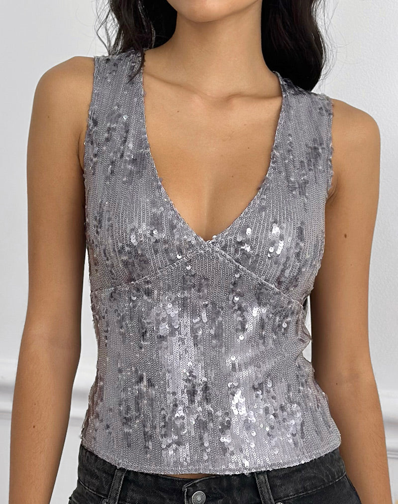 Wespiser Top in Sequin Lilac Grey - Image 2