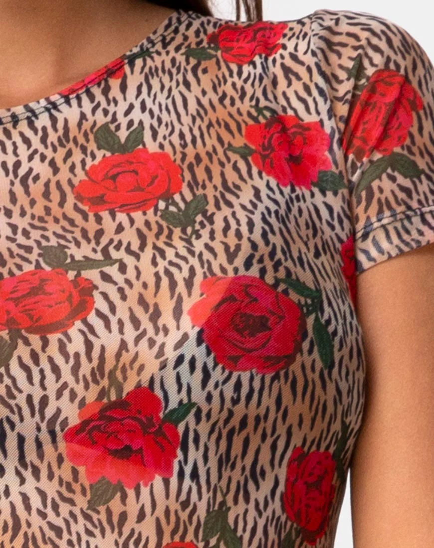 Whitney Bodycon Dress in Tiger Rose - Image 5