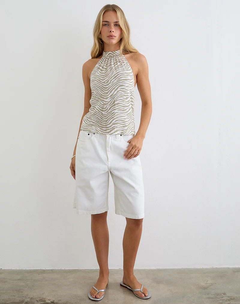 Wiby High Neck Backless Top in Tonal Zebra - Image 3