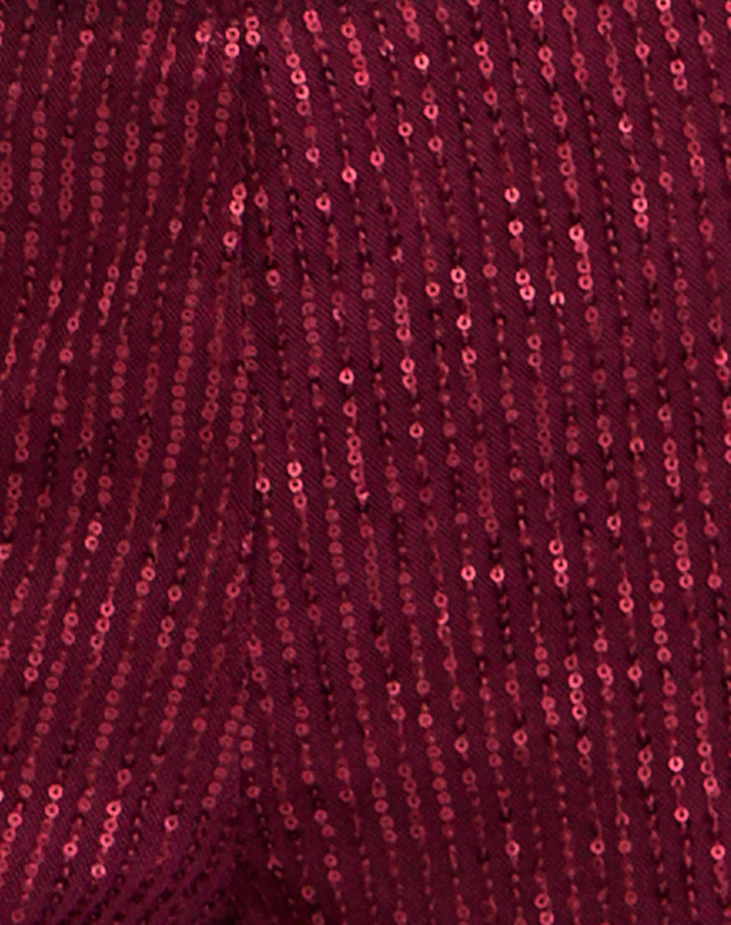 Wilaga Wide Leg Trouser in Sequin Maroon - Image 5