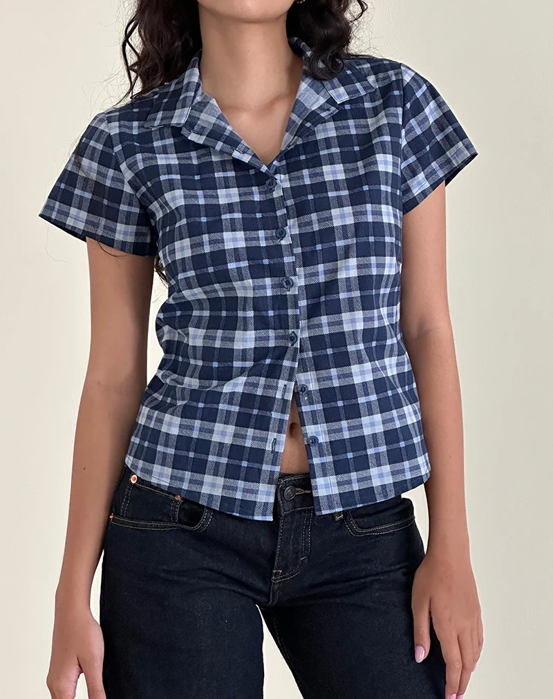 Wilman Shirt in Tartan Dark Blue - Image 2