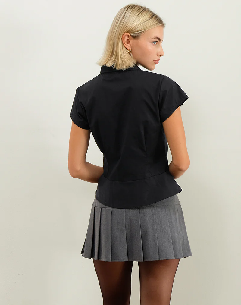 Wilmot Blouse in Black Poplin - Image 3
