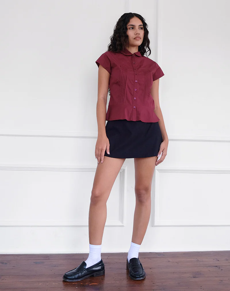 Wilmot Blouse in Burgundy Poplin - Image 4