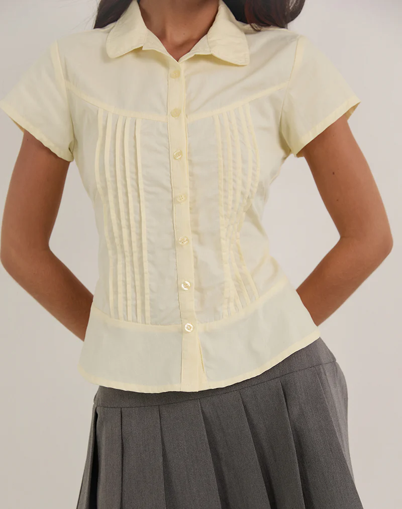 Wilmot Blouse in Buttermilk Yellow Poplin - Image 3