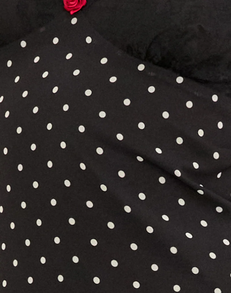Wilonna Maxi Dress in Basic Polka Black Chiffon - Image 6