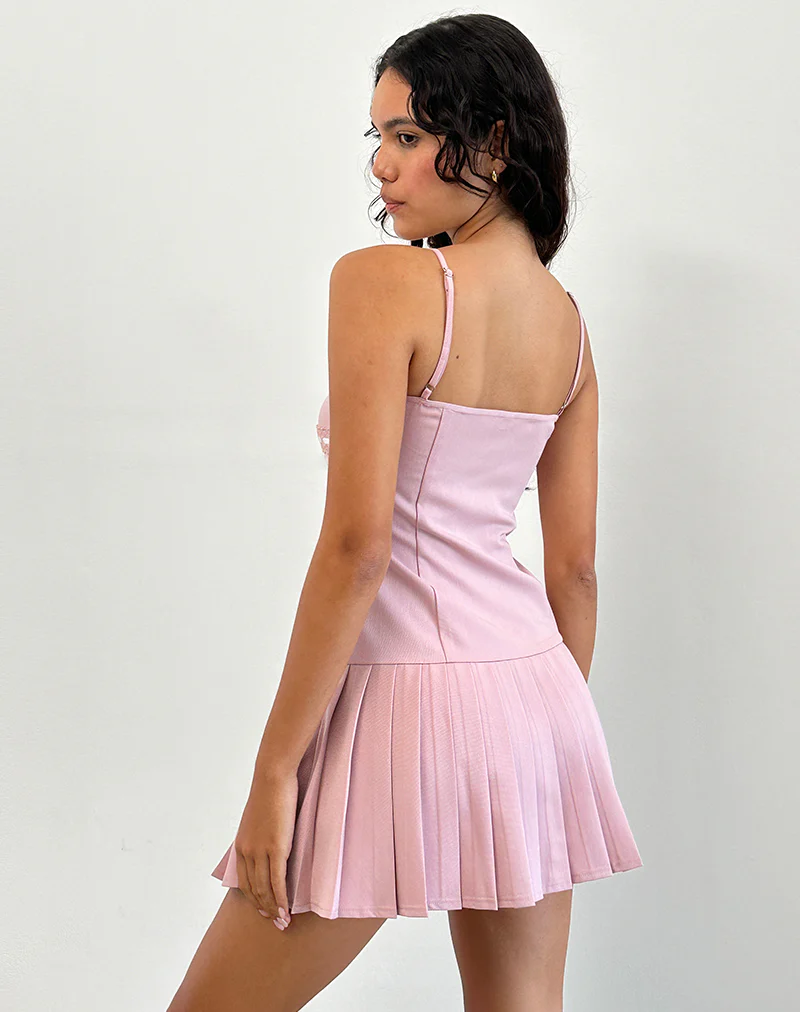 Wimala Dress in Dusky Pink with White Binding - Image 4