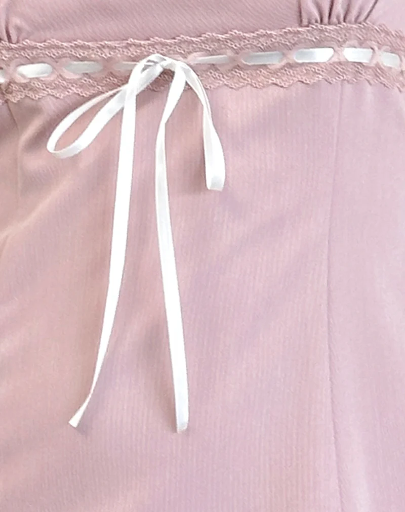 Wimala Dress in Dusky Pink with White Binding - Image 6
