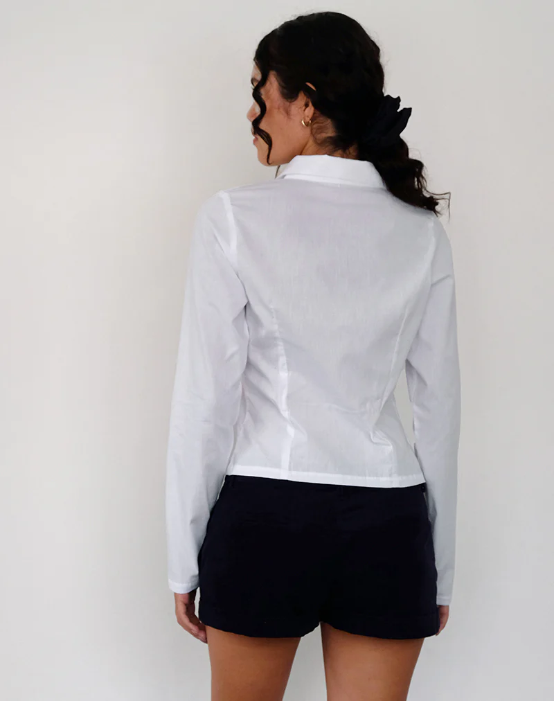 Winda Long Sleeve Shirt in Poplin White - Image 5