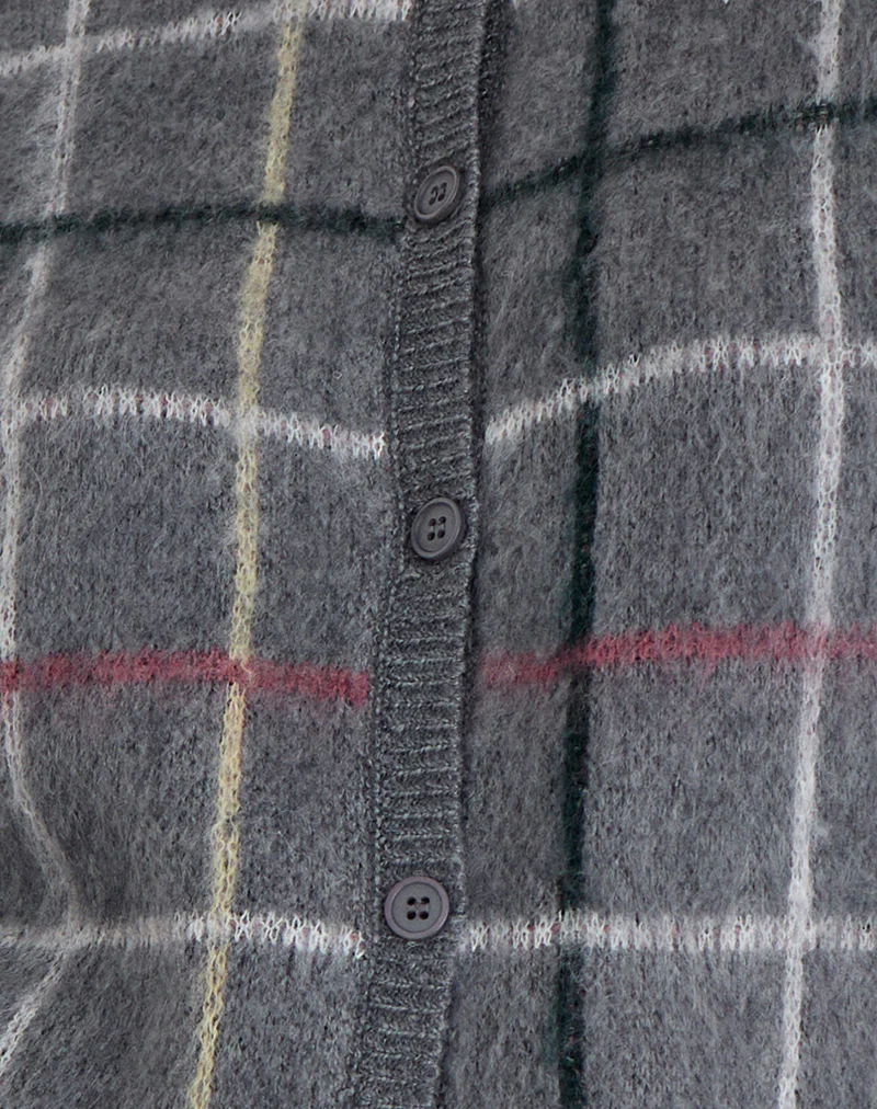 Wisola Cardigan in Knit Country Check Grey - Image 6