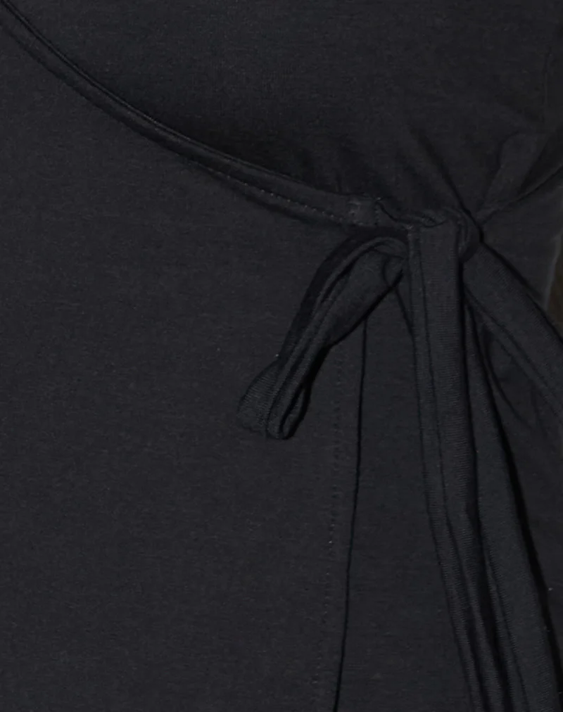Wisty Halter Neck Wrap Top in Jersey Black - Image 6