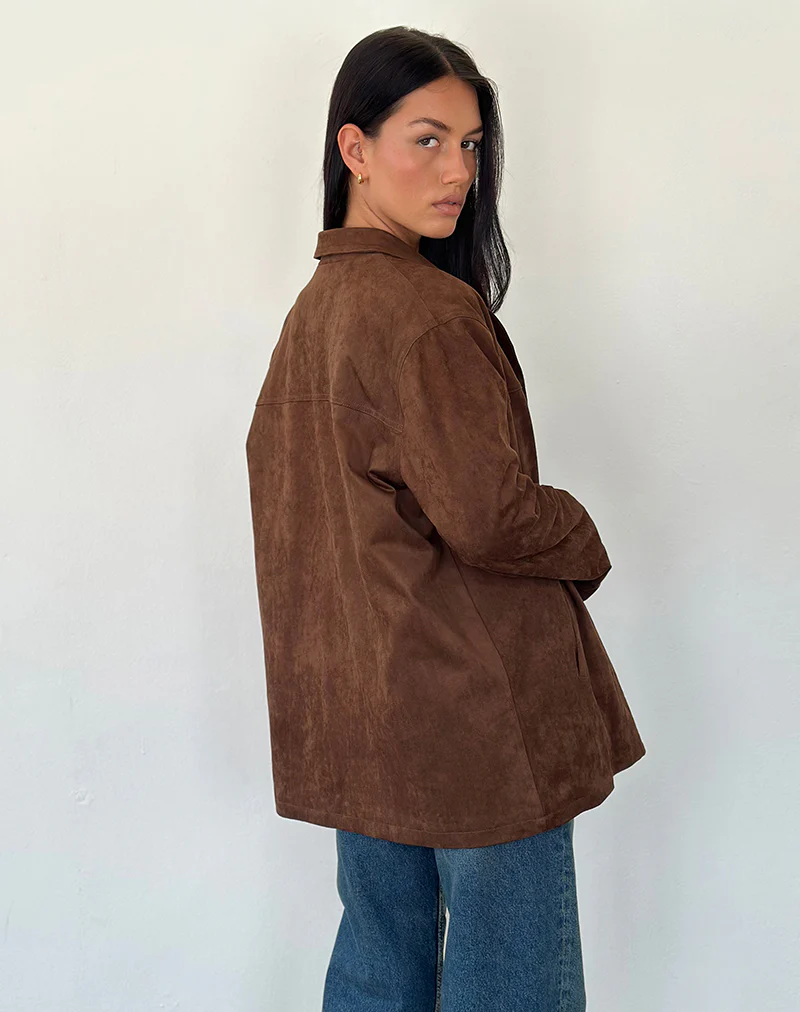 Wita Jacket in Faux Suede Brown - Image 2