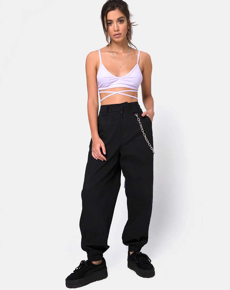 Wrap Around Bralet in Rib Lilac - Image 3