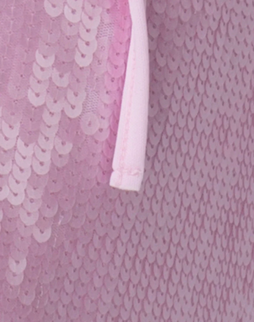 Wrap Skirt in Pink Tint Sequin - Image 5