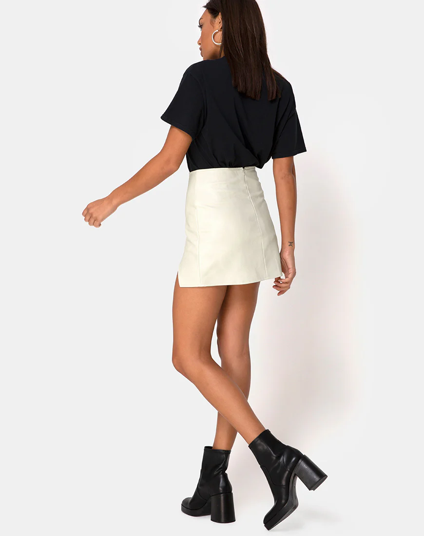 Wren Mini Skirt in Pu Matte Grey - Image 4