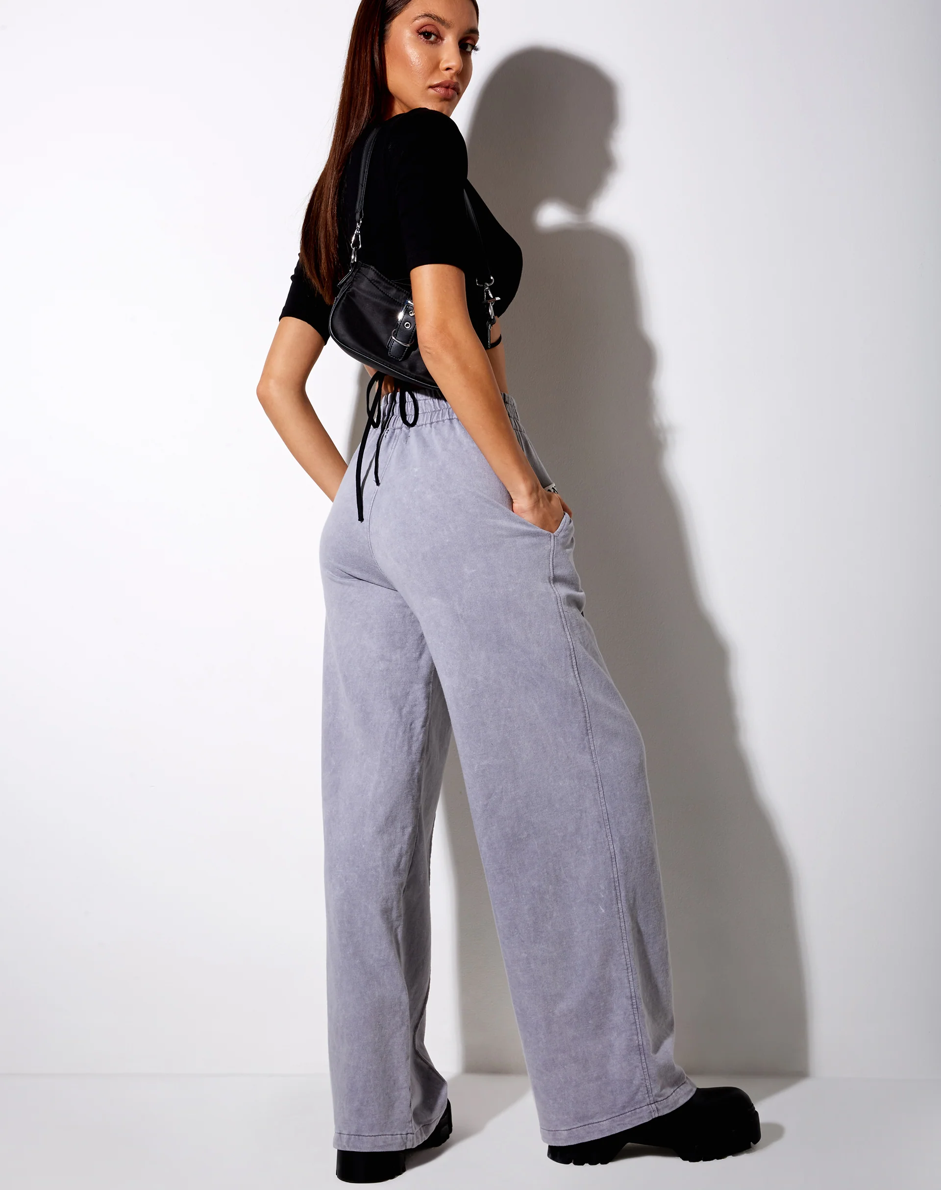 Wungu Trouser in Grey Wash 'Angel' Embro Label - Image 3