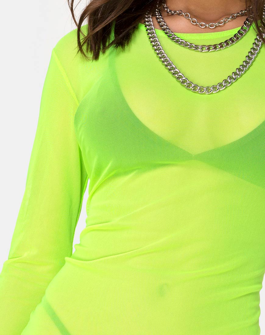 Wyatt Bodycon Dress in Fluro Yellow - Image 7