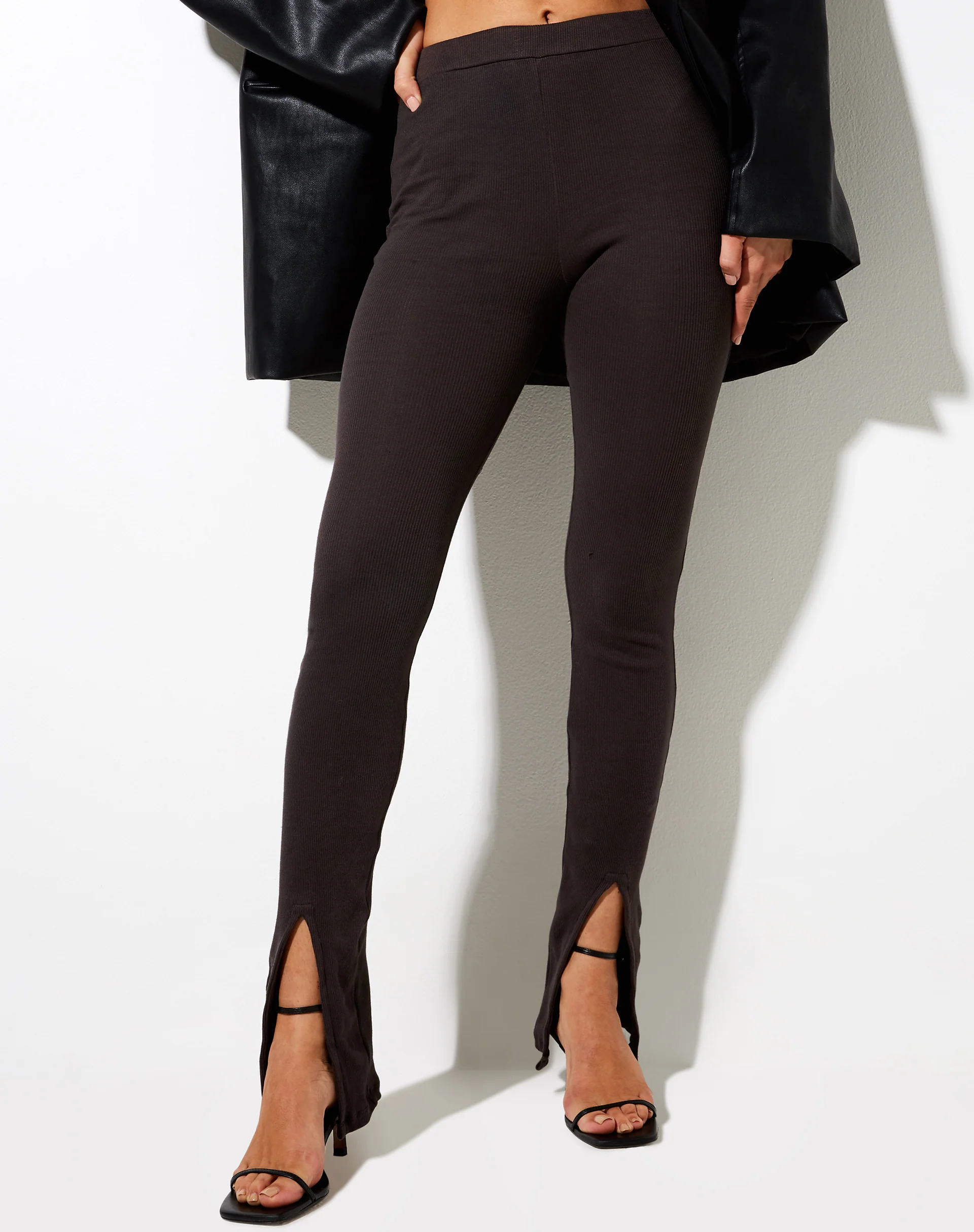 Xaya Trousers in Rib Blackened Pearl - Image 2