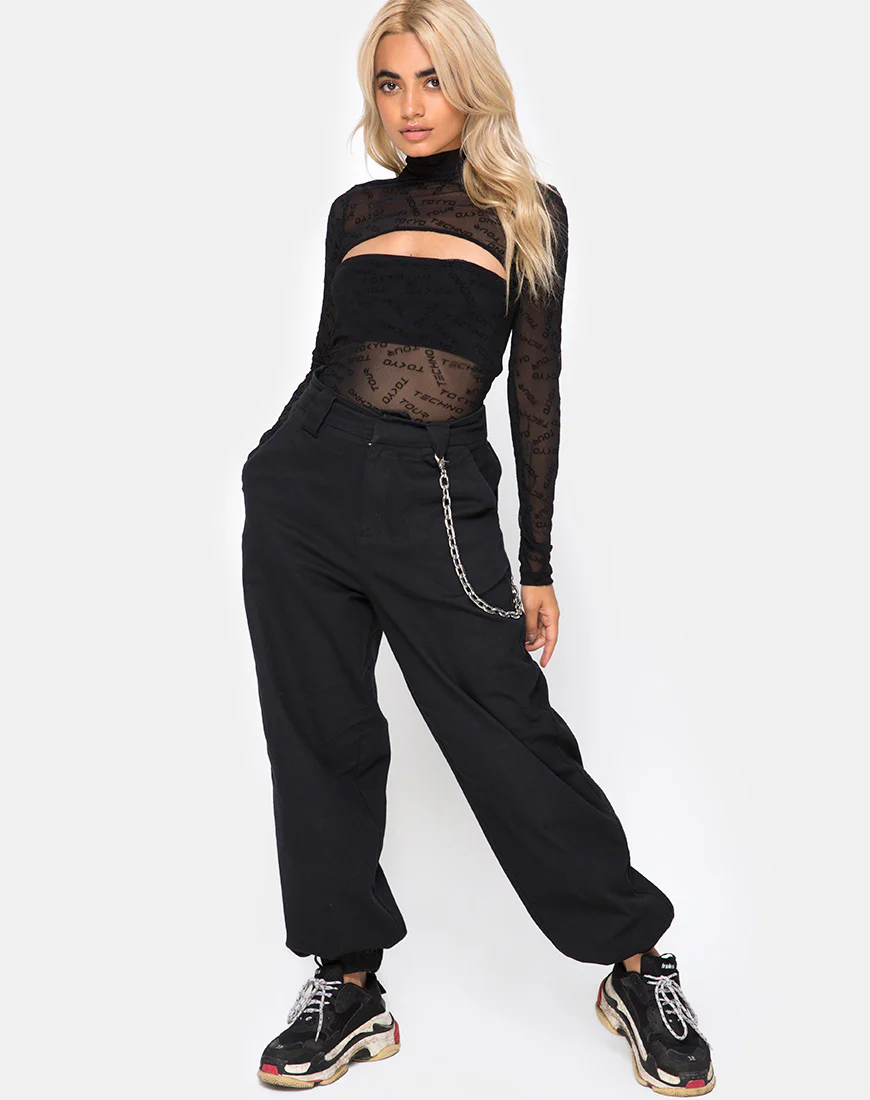 Xhesi Cutout Bodice in Tokyo Techno Black Net - Image 3
