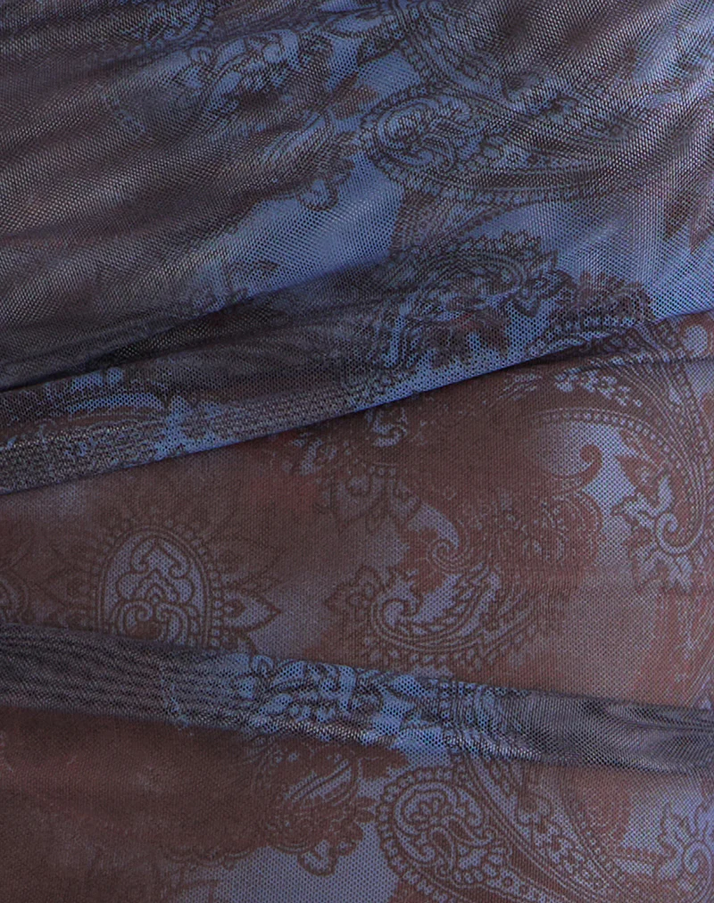 Xiomara Halterneck Top in Midnight Paisley Dark Blue - Image 5