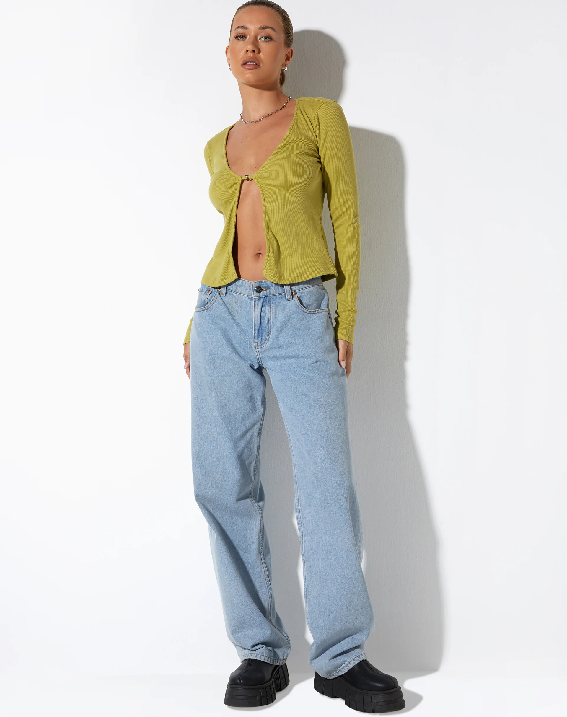 Xiur Cardi in Rib Cress Green - Image 4