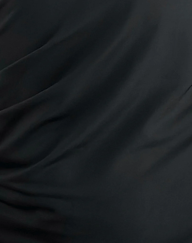 Xowen One Shoulder Dress in Slinky Black - Image 6
