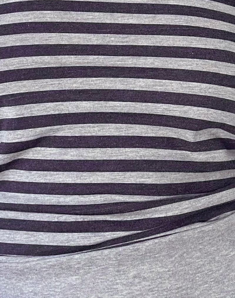 Yacin Slouchy Top in Grey and Black Stripe - Image 6