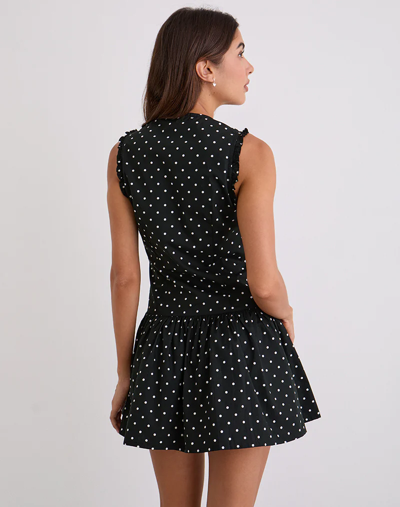 Yadara Mini Dress in Polka Black - Image 4