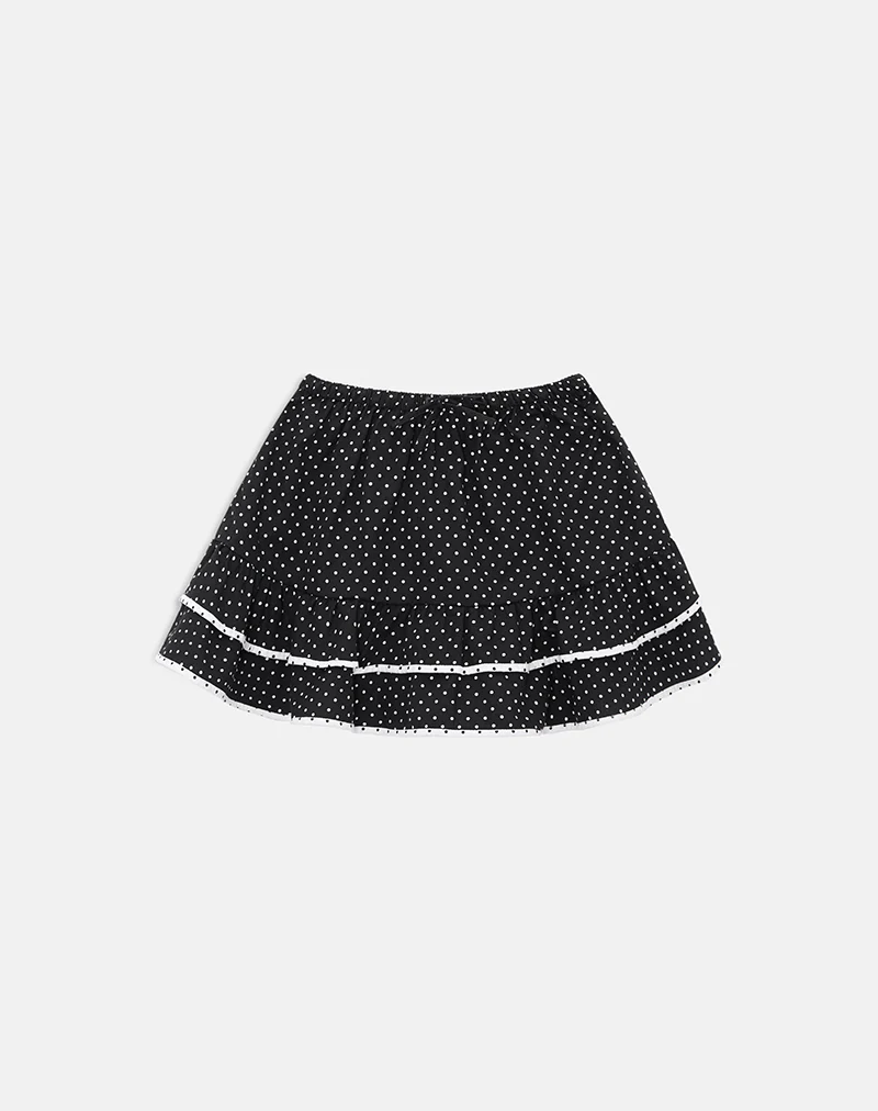 Yaisu Mini Skirt in Black and White Combination with Micro Polka Print - Image 5
