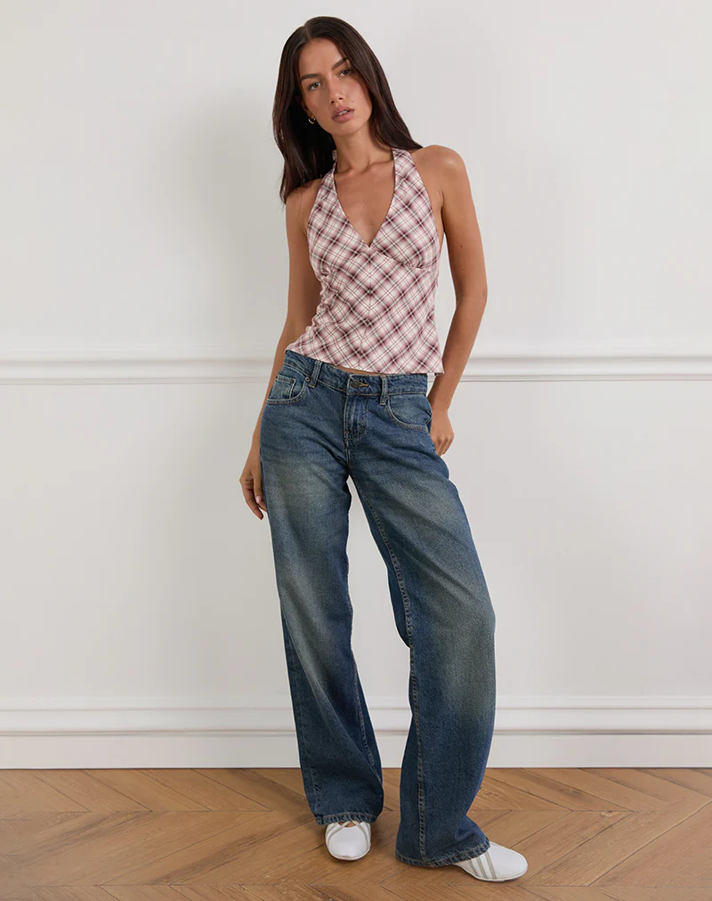 Yakti Halter Top in Pink Check - Image 4