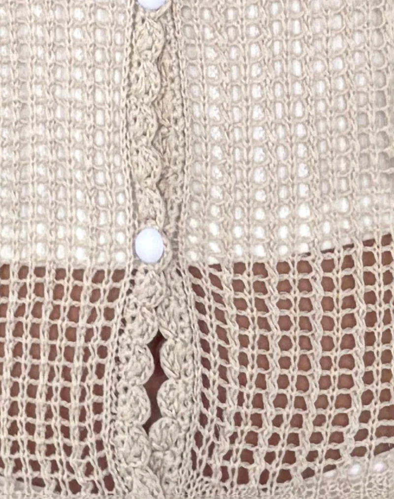 Yamile Vest in Open Weave Knit Oat - Image 5